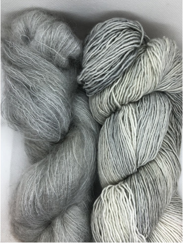 RAKLA garn, Alpakke, Halo Bundle, Merino, Kid Mohair - farve Smoke